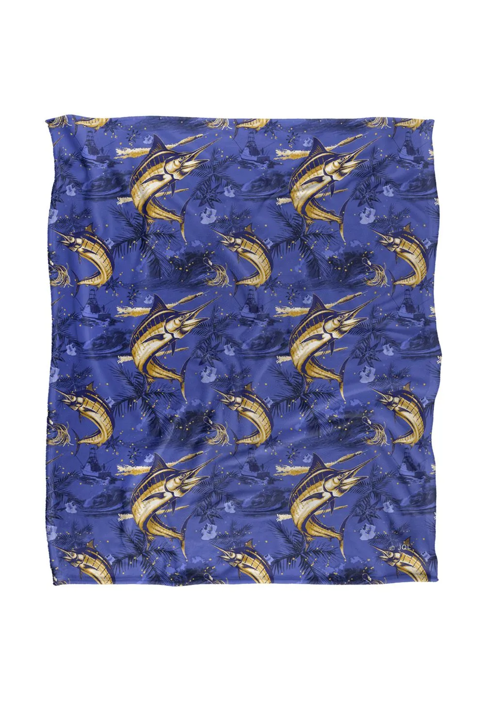 JQ Licensing Jl-Jp-Jq Marlin Tiki Fishing Pattern 2 Silky Touch Super Soft Throw Blanket 152 X 127 cm in White