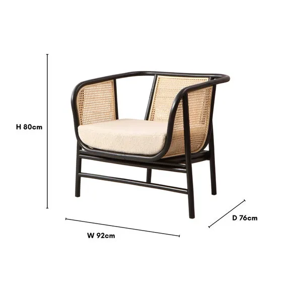 Desser Seoul Rattan Chair with Boucle Cushion 4