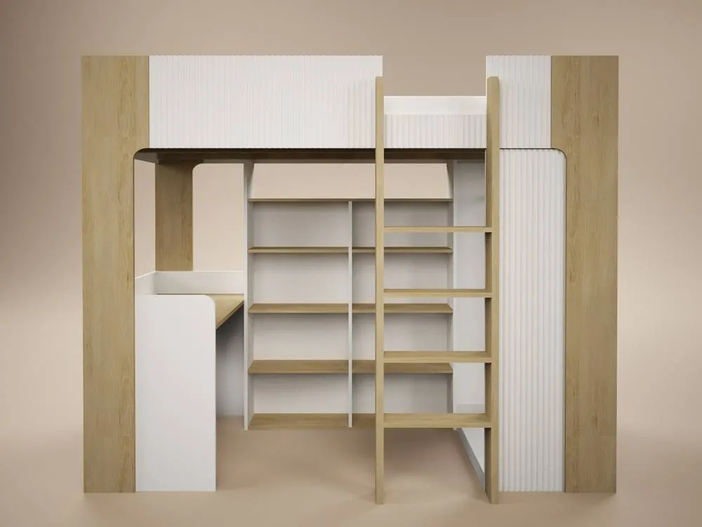 Flair Aeson High Sleeper with Desk & Wardrobe White & Oak 4