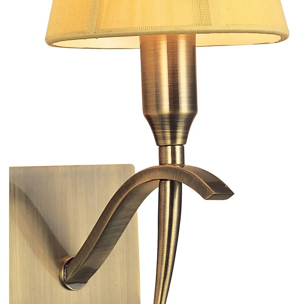 Netlighting Siena Wall Lamp Switched E14 Brass Amber Cream Shade & Amber Crystal in Yellow 4