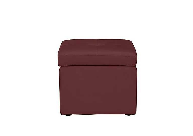 Easy Tray Leather Storage Footstool - BV Deep Red