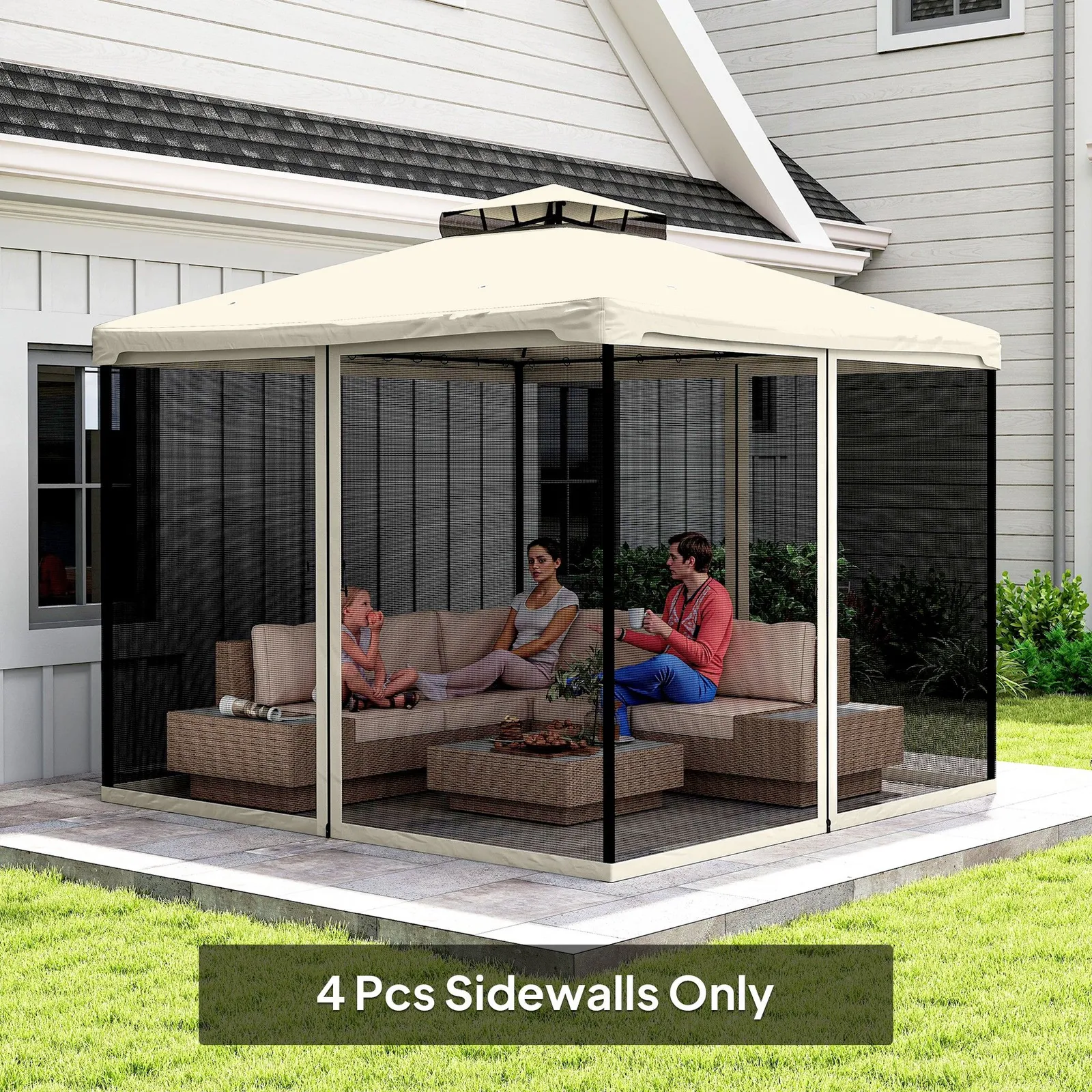 OUTSUNNY Universal Replacement Gazebo Mesh Netting Screen Walls in Cream