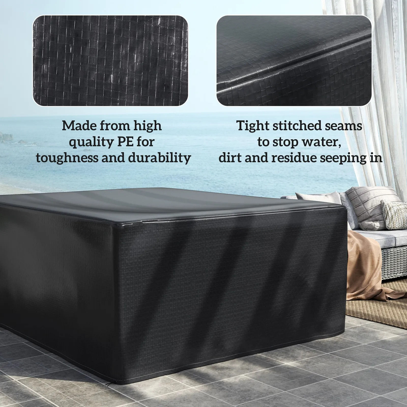 OUTSUNNY 235x190x90cm Large Patio Set Outdoor Garden Furniture Cover Black 5