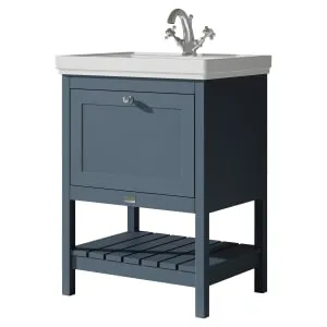 Bayswater Hartleigh Stiffkey Blue Traditional Freestanding Vanity Unit & 1 Tap Hole Traditional Recessed Basin - 600mm 2