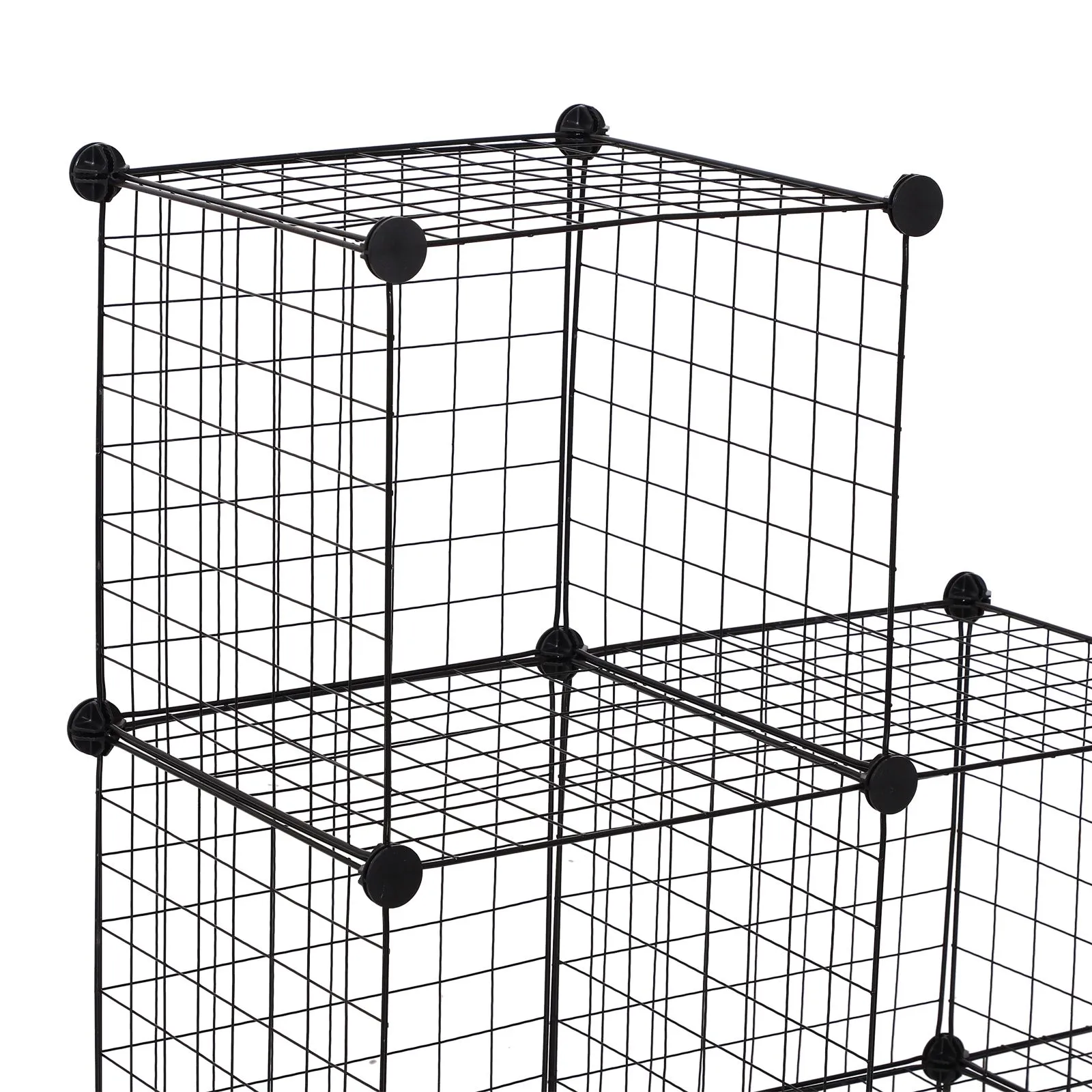 HOMCOM DIY 6 Cube Metal Wire Rack Interlocking Storage Cabinet Organiser in Black 4