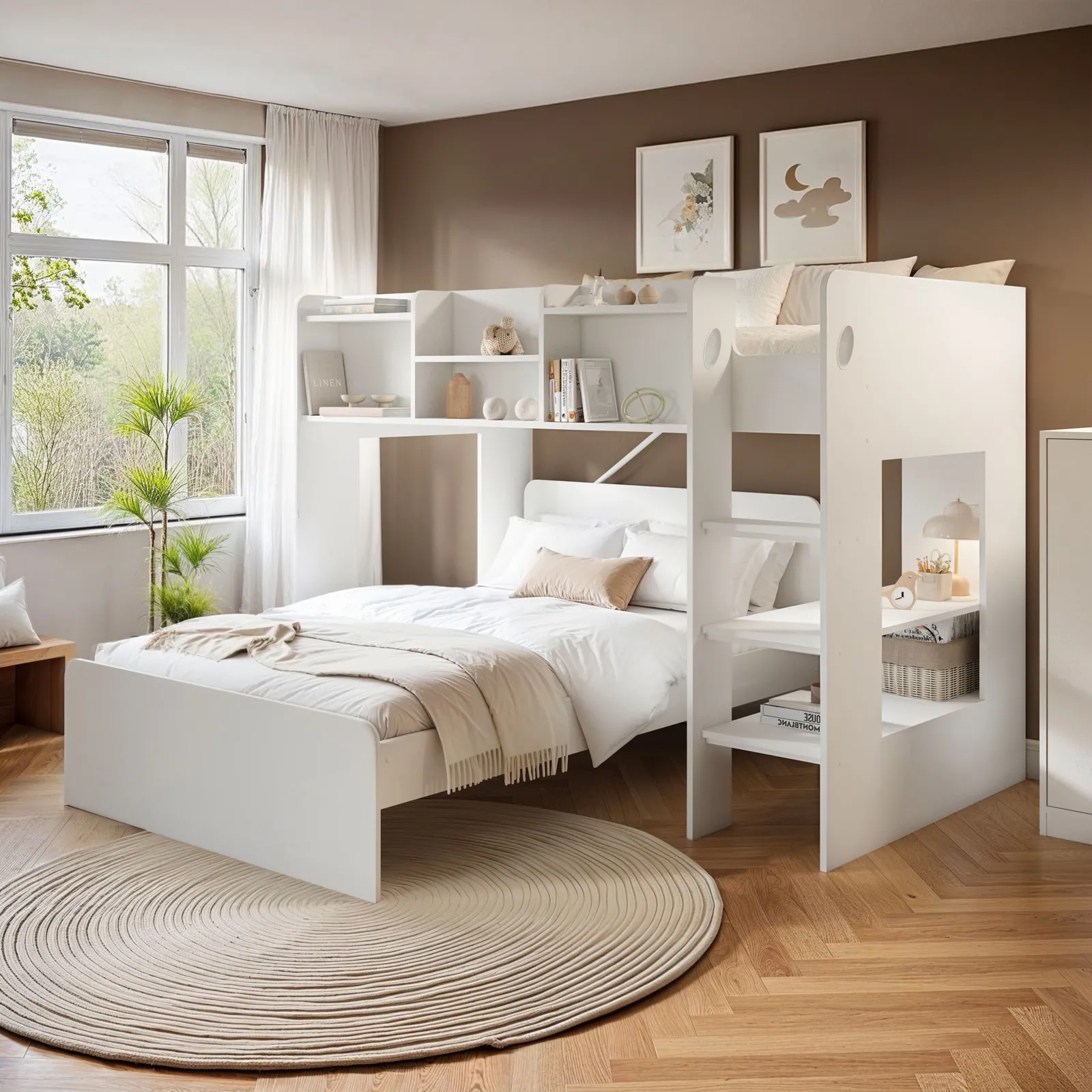 Flair Wizard L Shaped Triple Bunk Bed in White