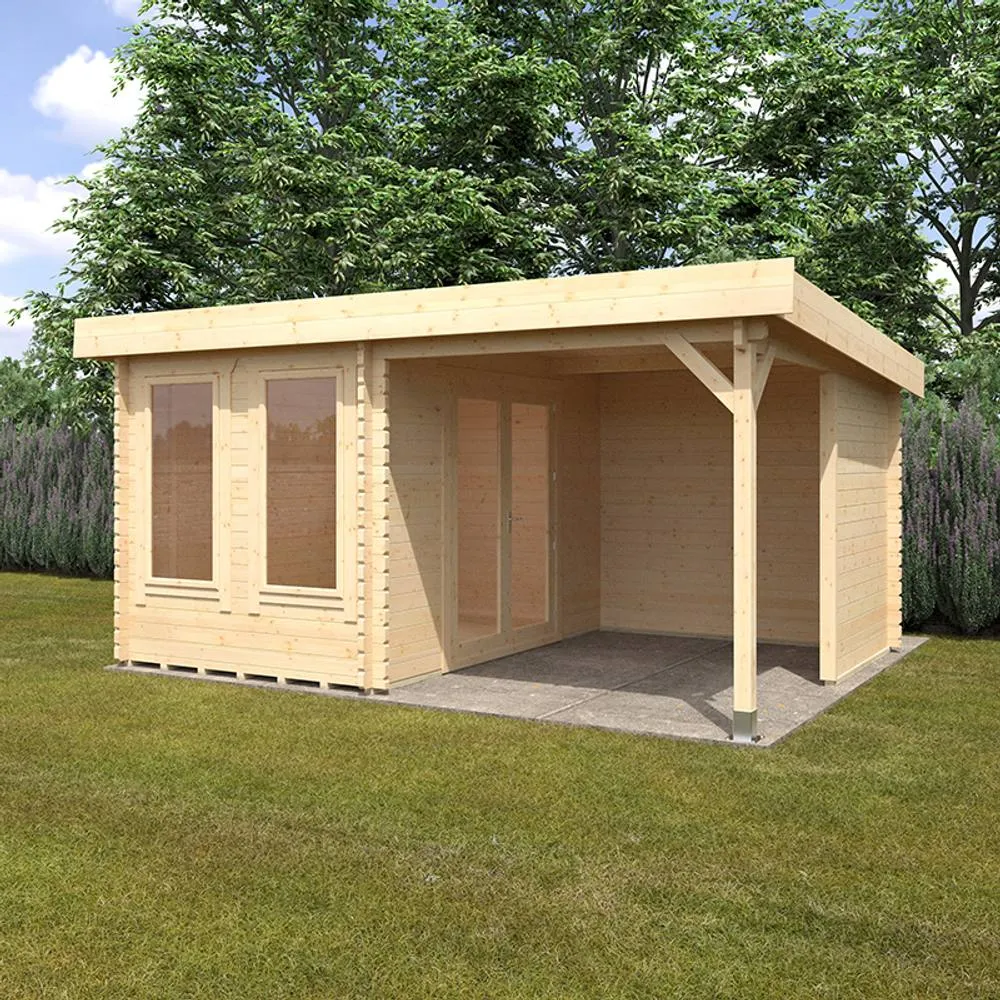 Buttercup Farm 16x12 The Lulworth 44mm Cabin - L475 x W355 x H243.8 cm in Natural 2