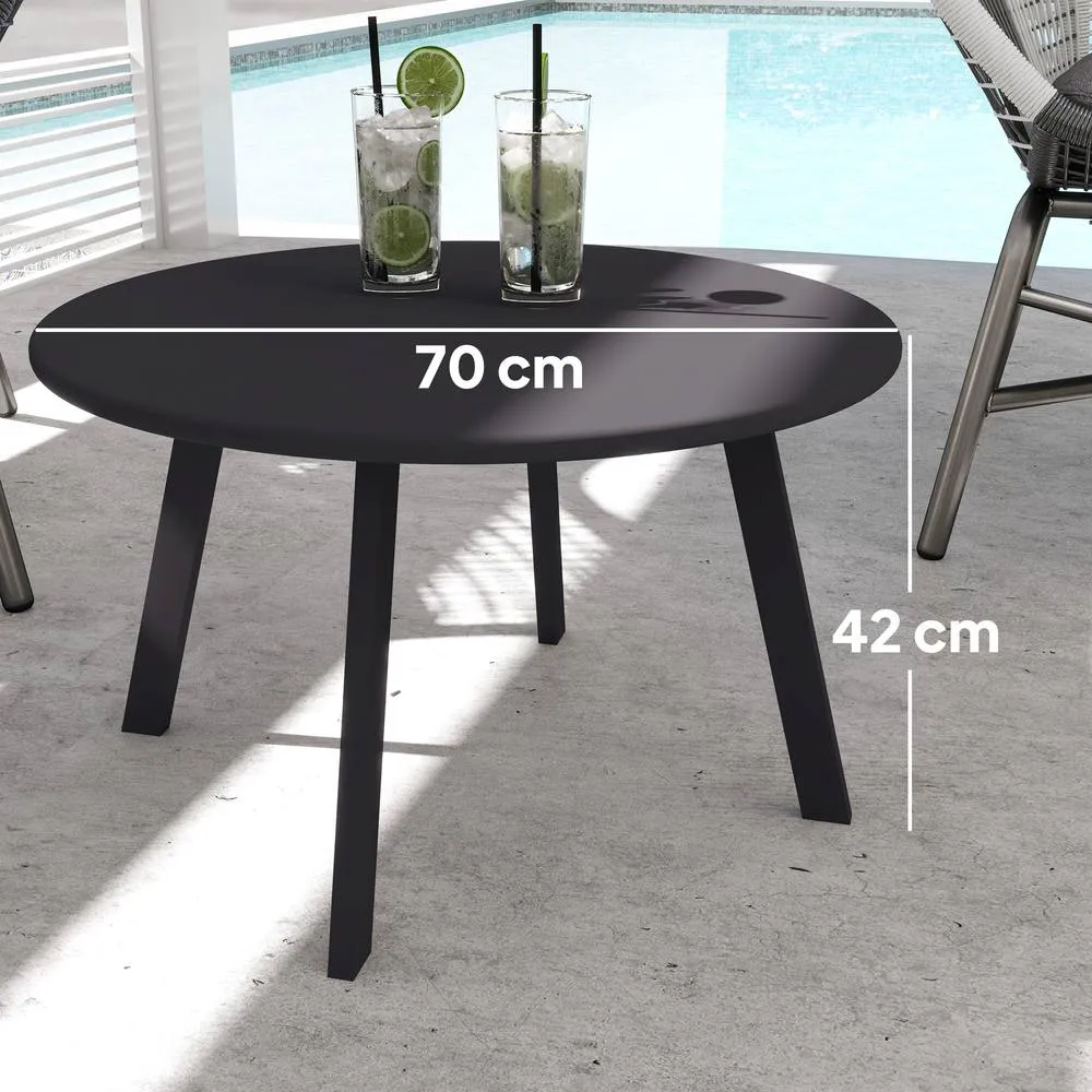 OUTSUNNY 70cm Round Coffee Table with Non-Slip Foot Pads, Charcoal Grey in Dark Grey 3