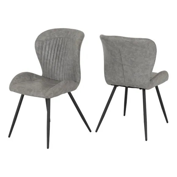 Quebec 4 Seater Wave Rectangular Dining Table with 4 Chairs, Grey Concrete Effect 2