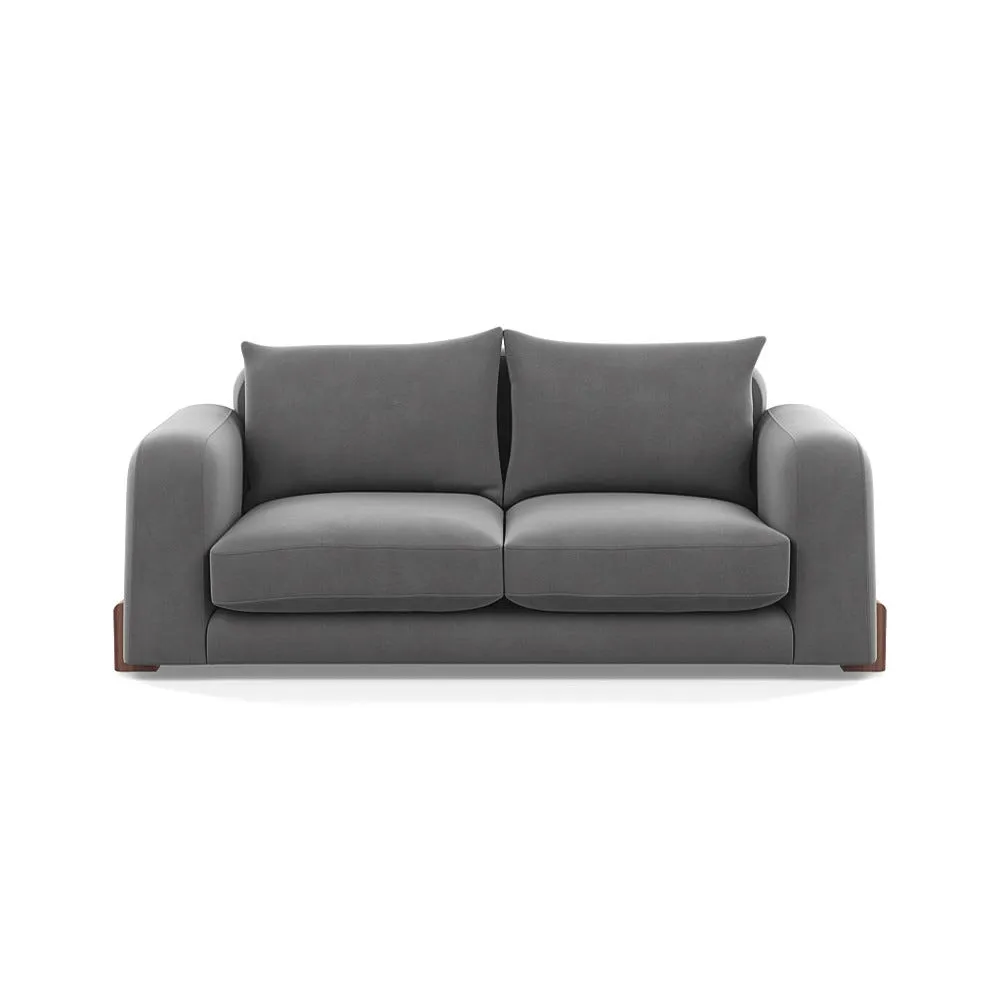 Heal's Nuvola 3 Seater Sofa Smart Velvet Mercury Walnut Stained Feet