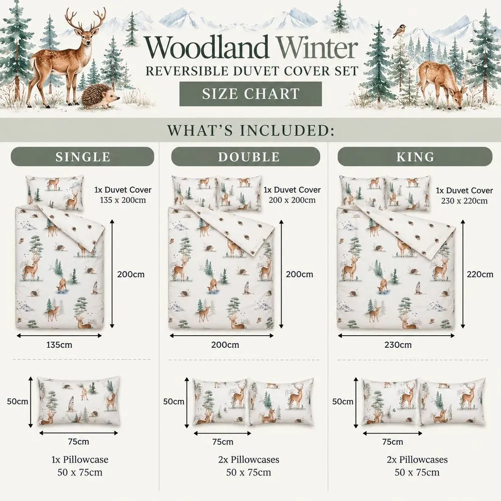 Rapport Home Woodland Winter Christmas Reversible Duvet Cover Set with Pillowcases 5
