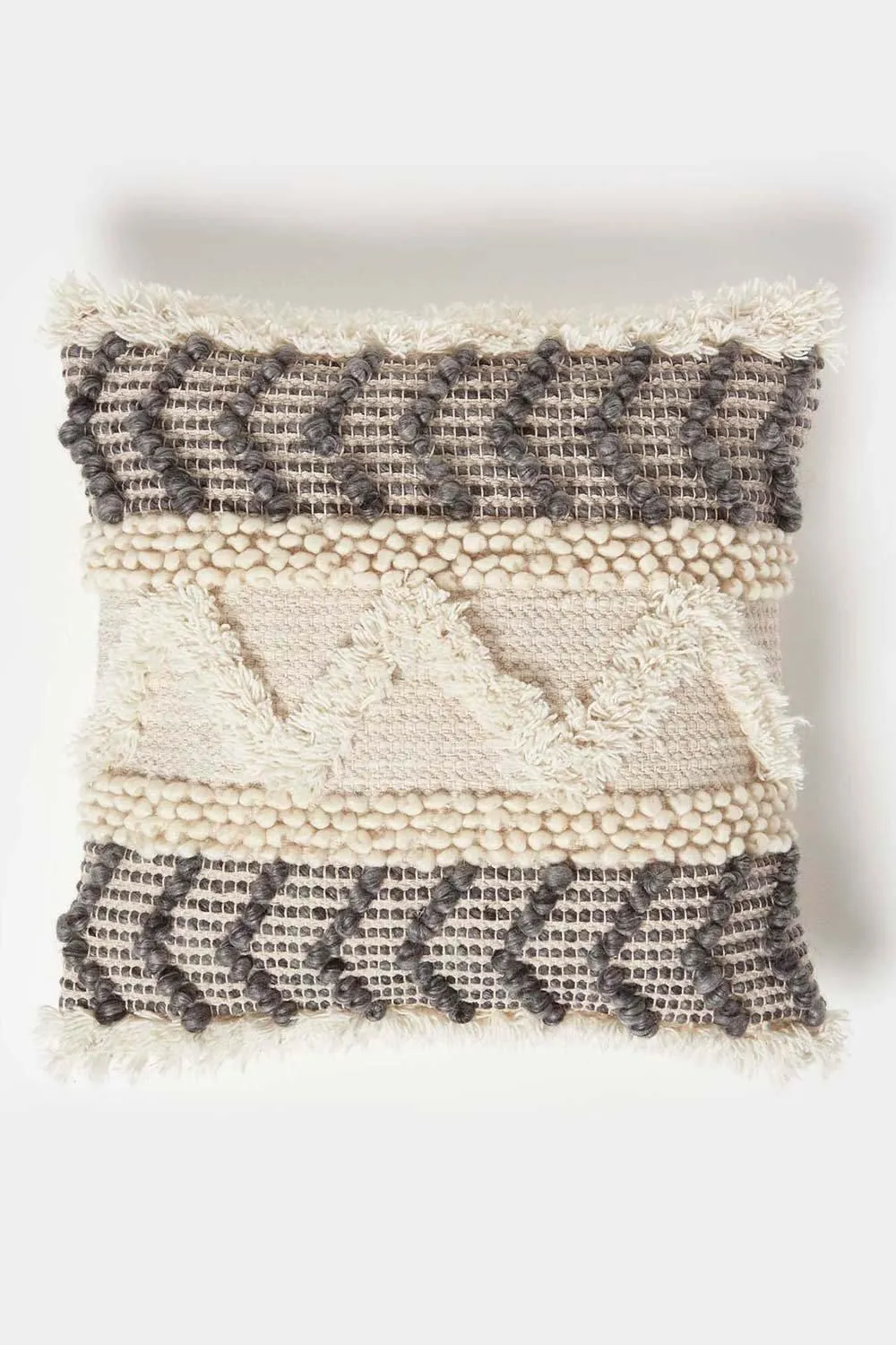 Homescapes Lindi Handwoven Tufted Cream Kilim Cushion