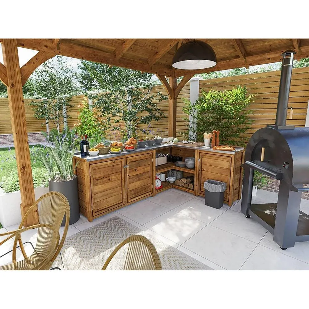 Dunster House Garden Kitchen Unit W2m x D1.5m / W7' x D5' UNIT III in Brown 4