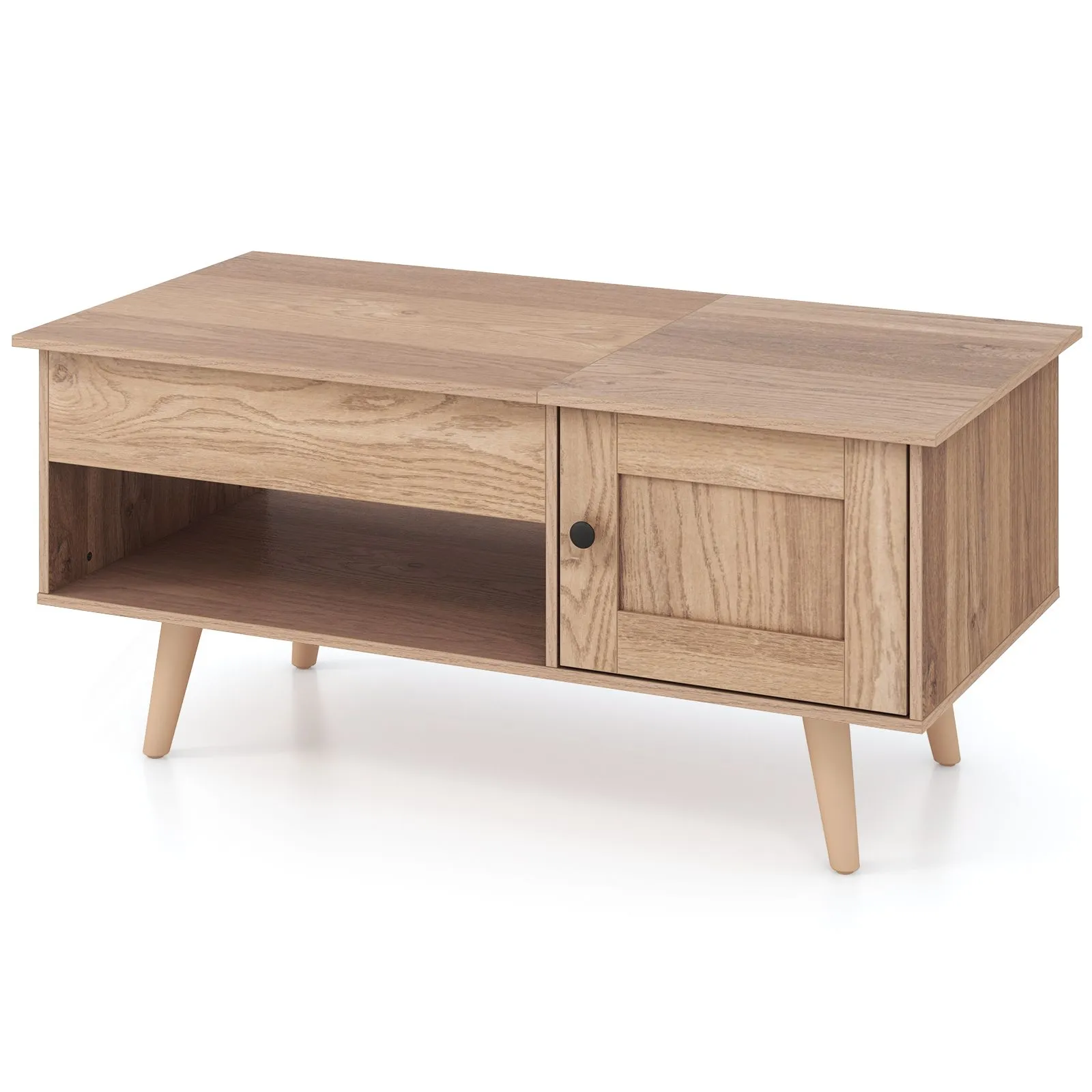 Costway Lift Top Coffee Table Pull up Coffee Table with Storage in Natural 2