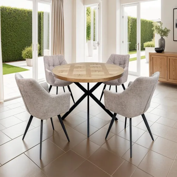 Carson Round 4 Seater Dining Table, Brown