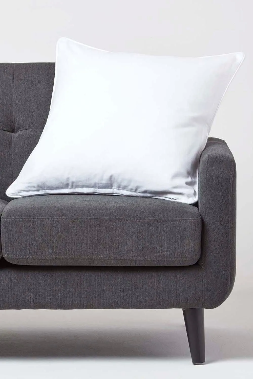 Homescapes Cotton Plain Cushion Cover in White 4