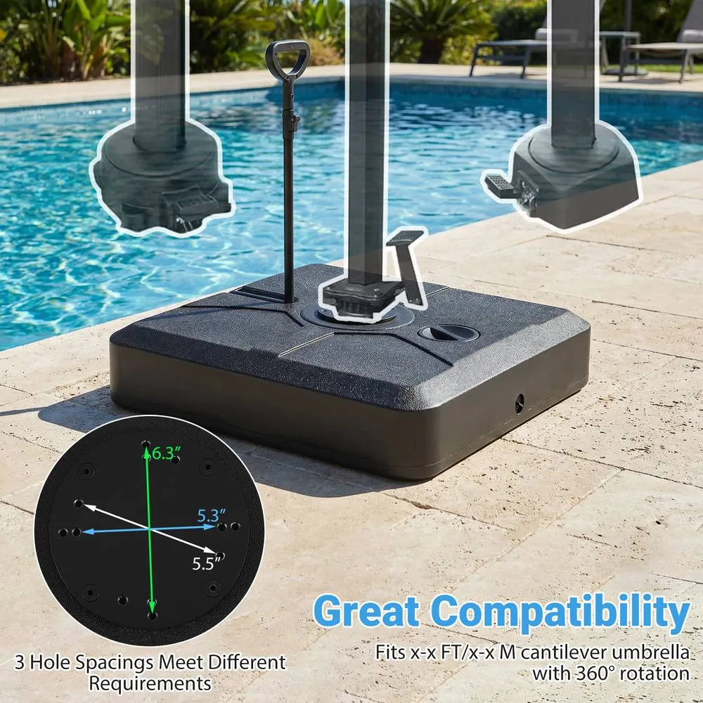Costway Umbrella Base w/Wheels 150 kg Water & Sand Weighted Umbrella Stand in Black 5
