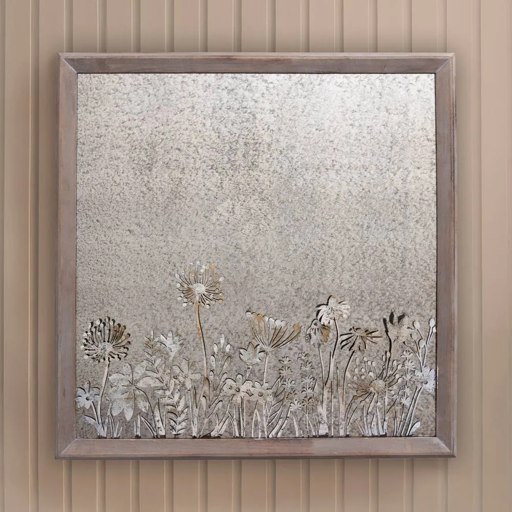 Voyage Maison Fleur Et Faune Square Antique Mirror in Mid Grey