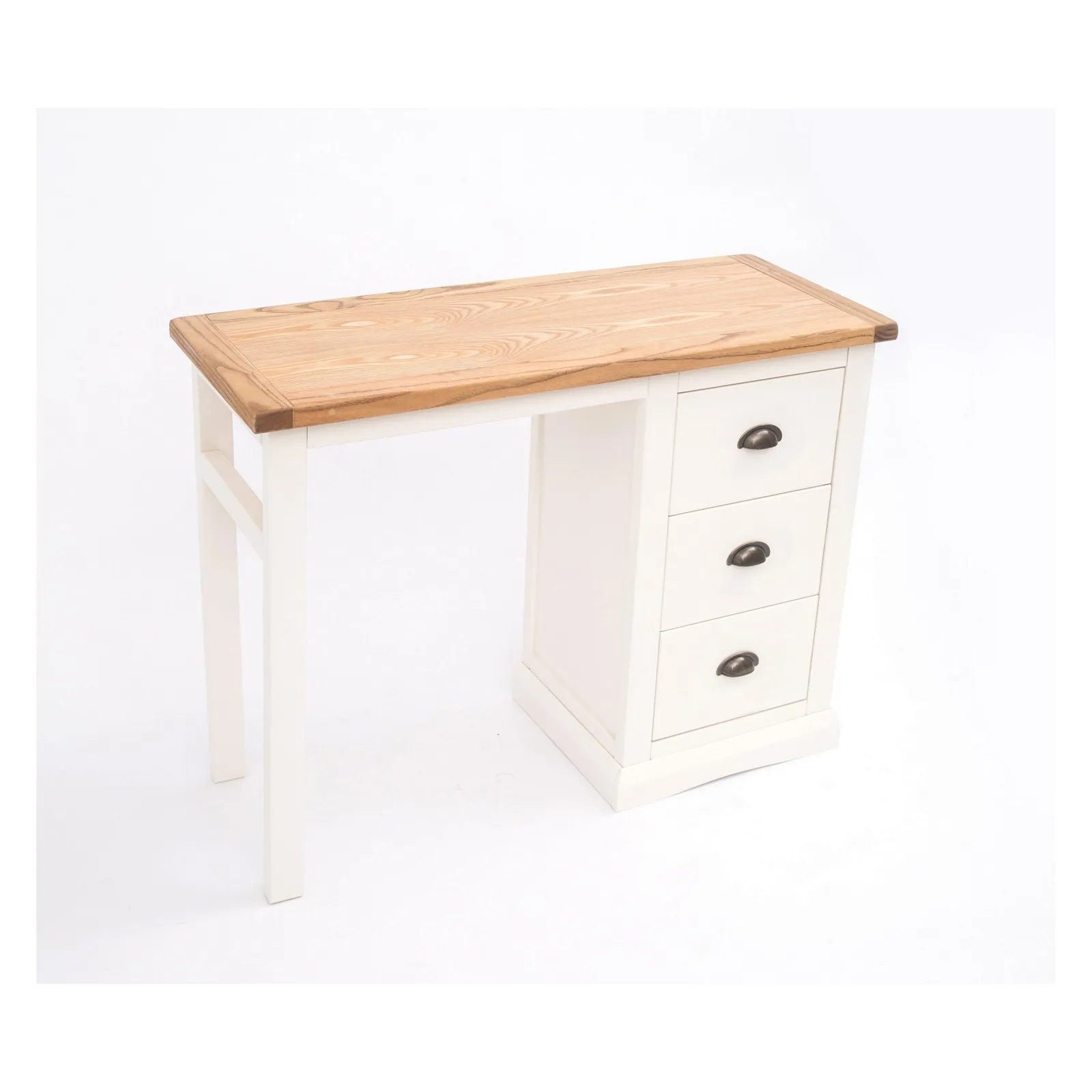 Cabinet Bits Cosenza 3 Drawer Desk - Dressing Table Brass Cup Handle in Off-White 3