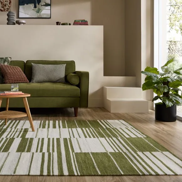 Marlin Striped Geometric Wool Rug 1
