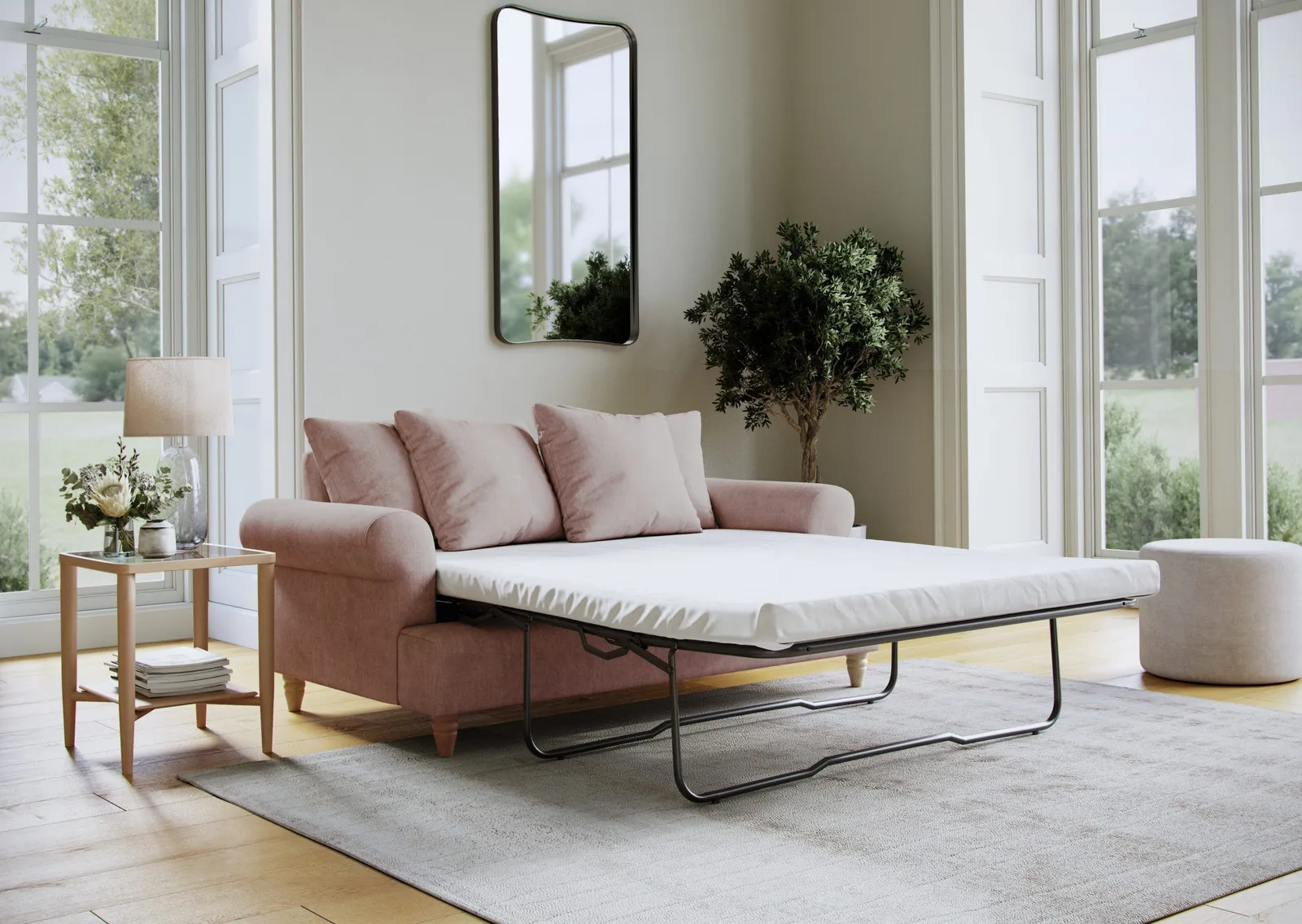 The Great Sofa Company Beatrice Sofa Bed Faro Soft Pink