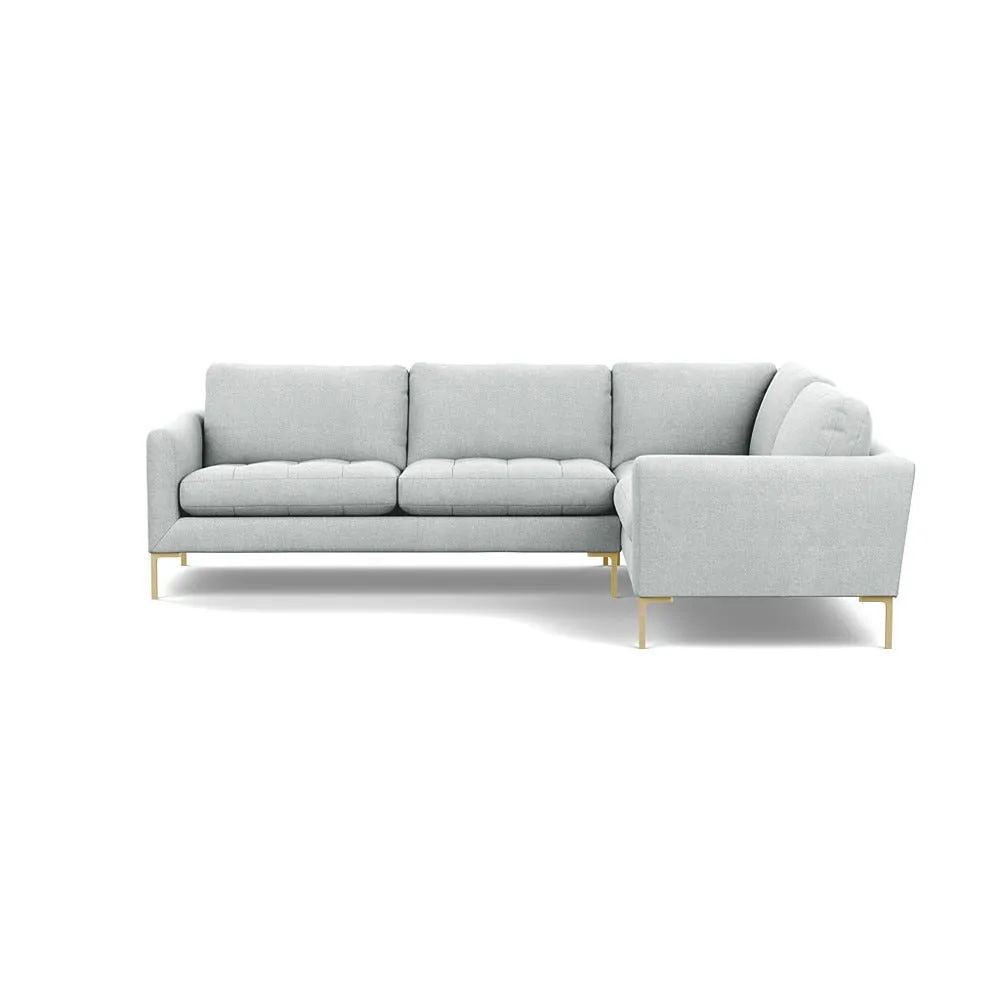 Heal's Eton Right Hand Facing Corner Sofa Broad Weave Tin Brass Feet 1