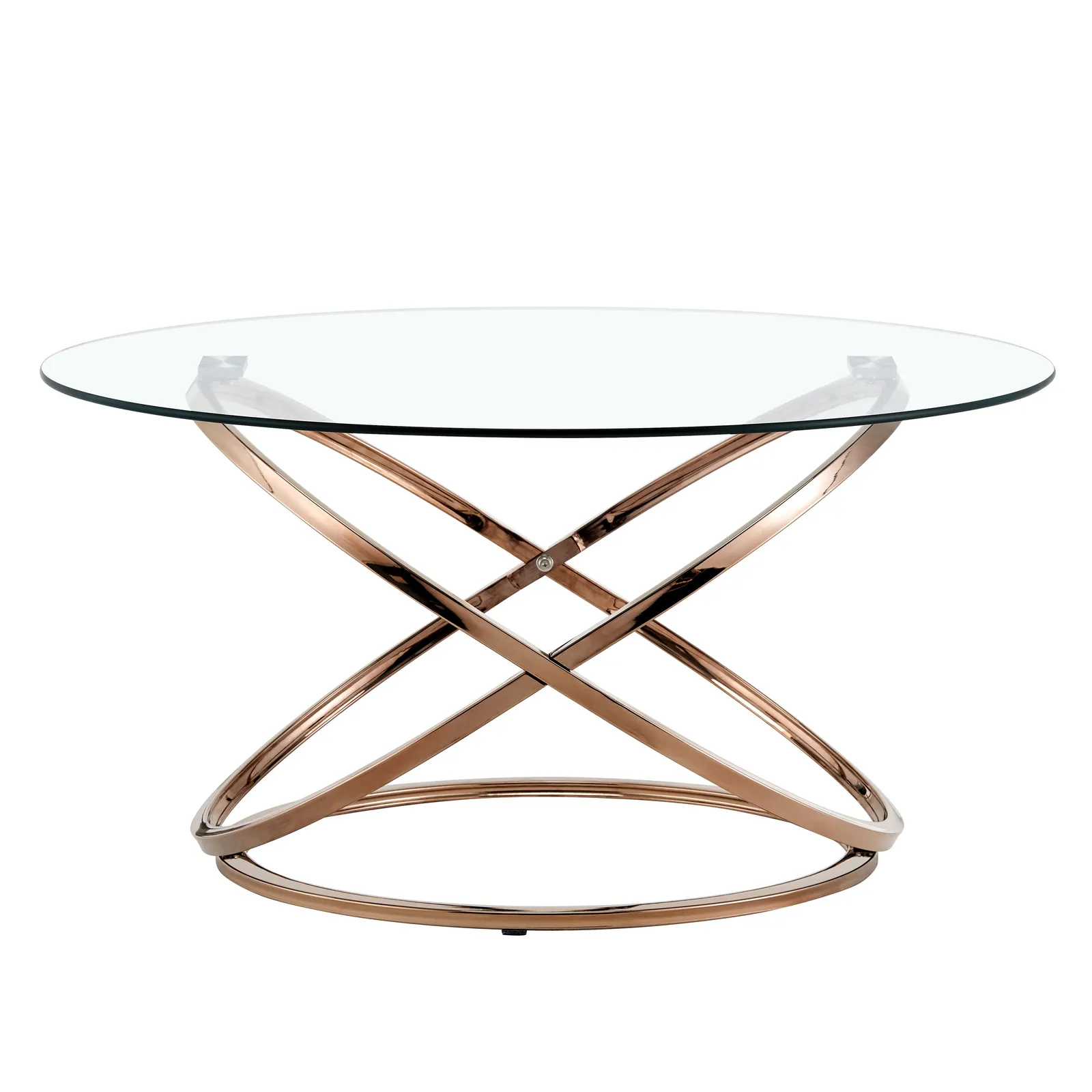 Comfy Living Ltd Round Abstract Tempered Glass Coffee Table Chrome Effect in Gold 4