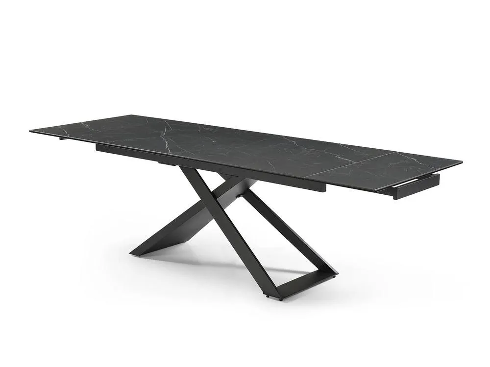 Vente-unique Extendable Dining Table for 6 To 10 People - Ceramic & Metal - Black 4