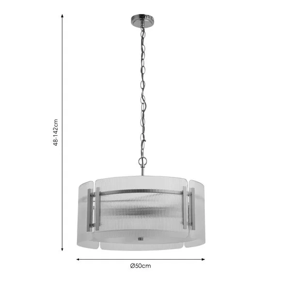 Veneto Ribbed 5 Light Adjustable Pendant Light 6