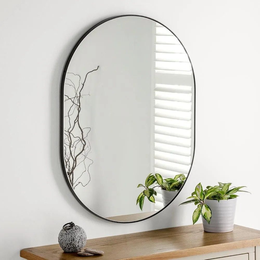 Yearn Mirrors Minimal Oval Mirror Black 80(h) x 60cm(w)
