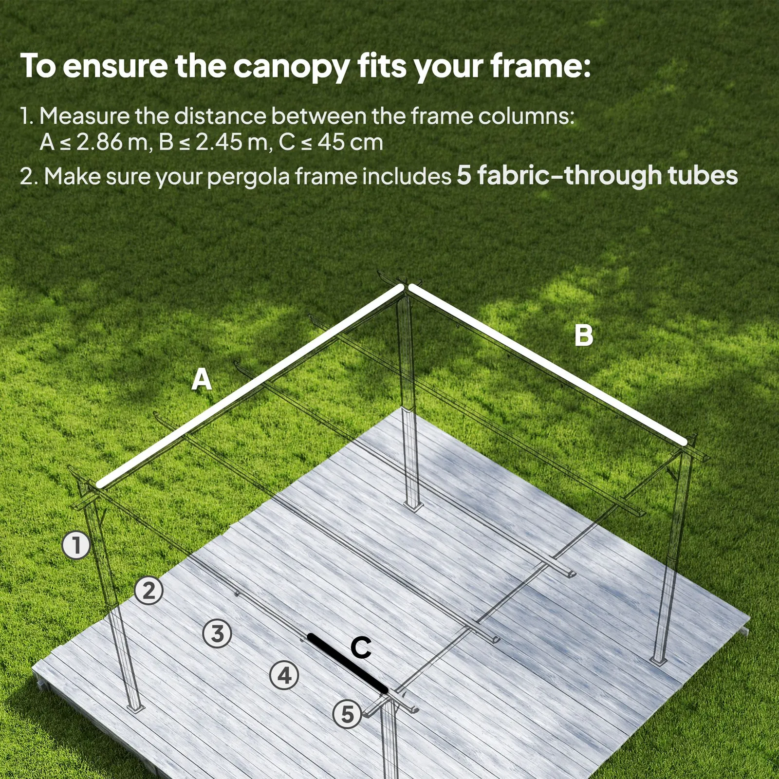 OUTSUNNY 2.86 x 2.45 m Pergola Cover Replacement for 3x2 m Frame in Dark Grey 4