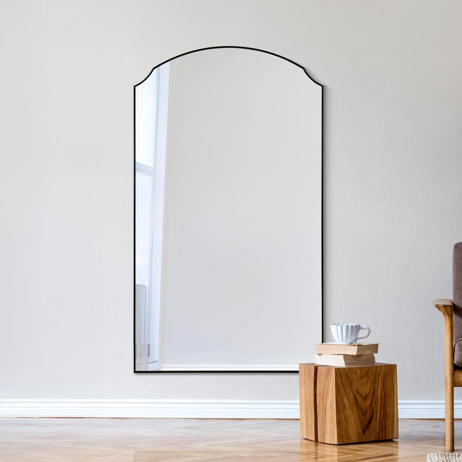 MirrorOutlet Black Edged Dual Arch Curved Edge Wall Mirror 63"x35" (160 X 90cm) 2