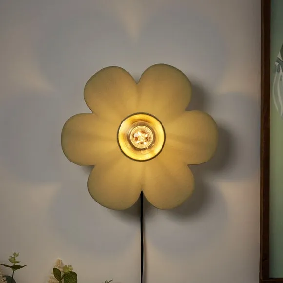 Flower Fabric Plug In Wall Light 2