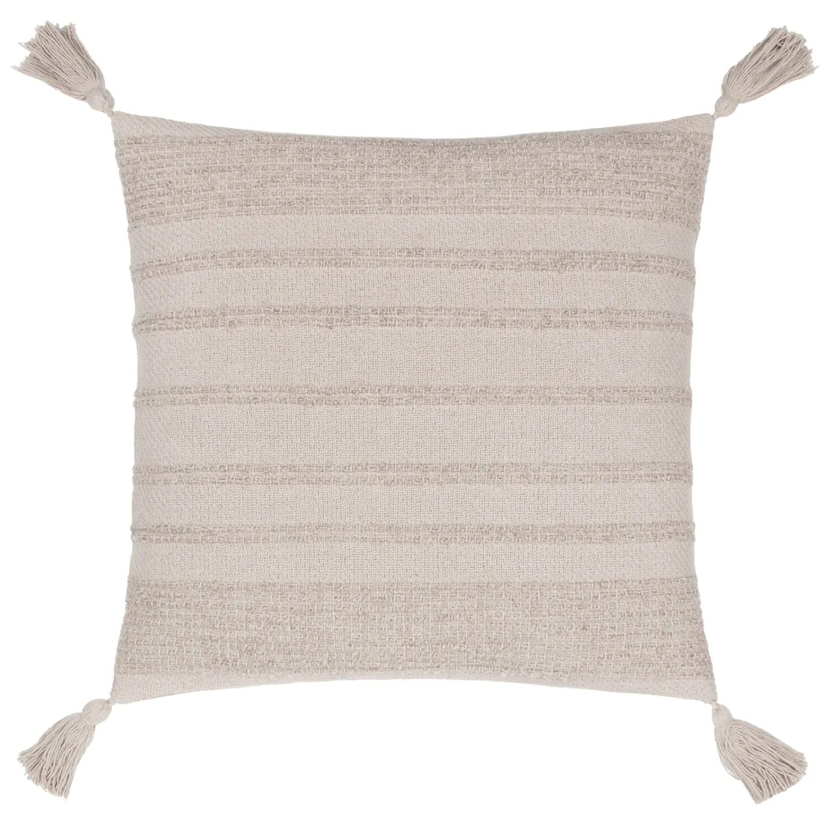 Yard Larch Woven Tasselled Cushion in Cream 2