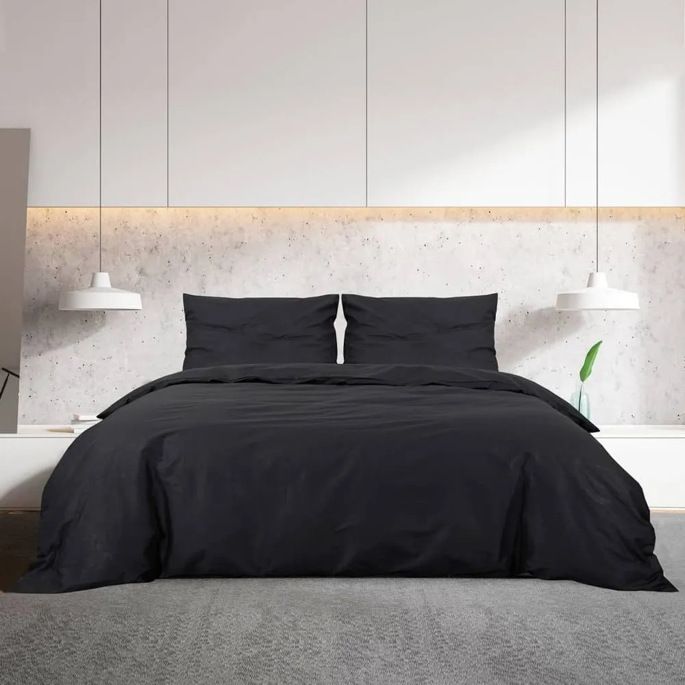 Berkfield Home Elegant Duvet Cover Set Black 225x220 cm Light-weight Microfiber