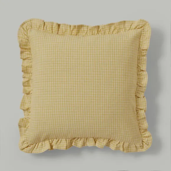 Gingham Frill 100% Cotton Square Cushion 3
