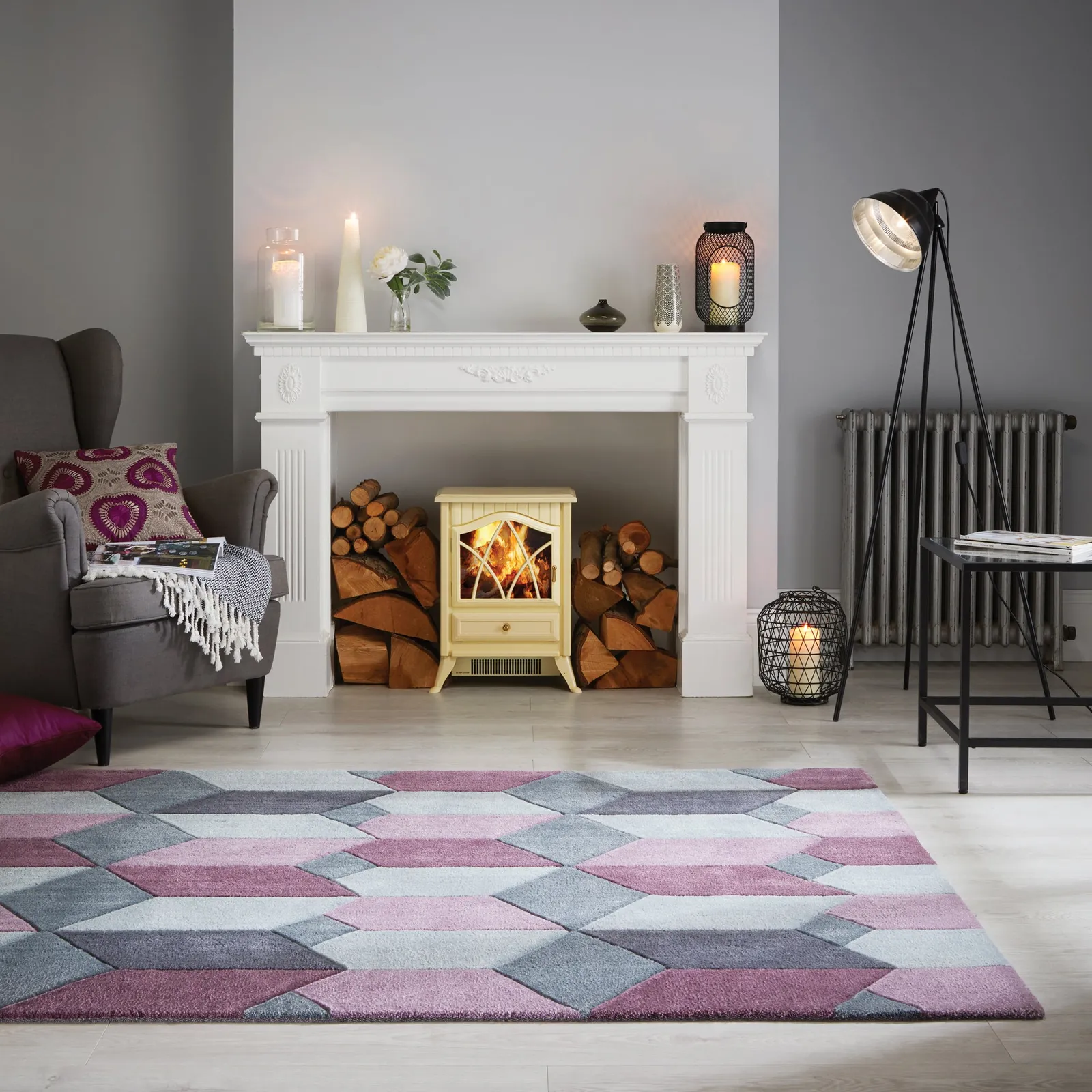 Infinite Scope Rug Purple, Green and Grey