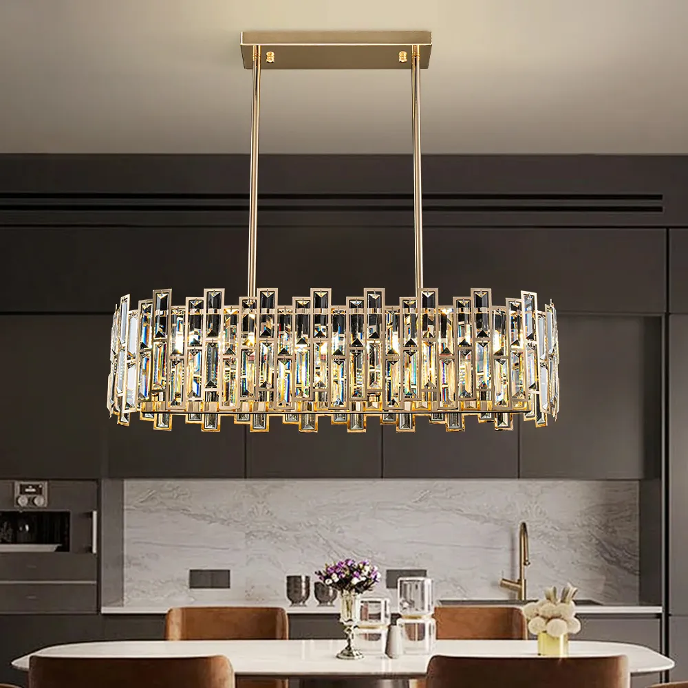Clyvra Modern Crystal Glod Ceiling Lights with Adjustable Height and Brightness