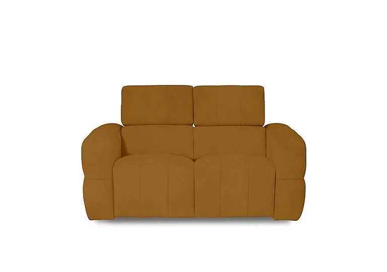 Cube Fabric 2 Seater Power Recliner Sofa with Power Headrests - Opulence Saffron