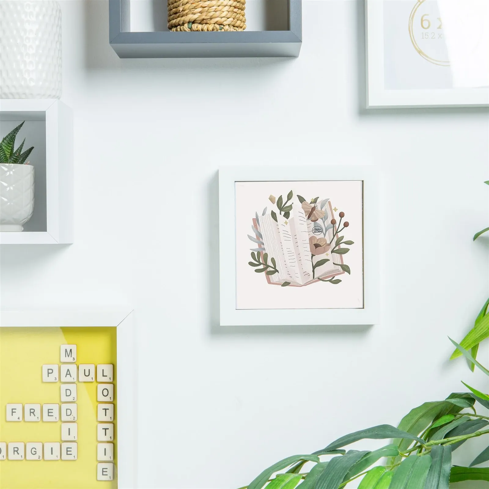 Nicola Spring 6" x 6" White 3D Box Photo Frame - 2" x 2" Mount 6
