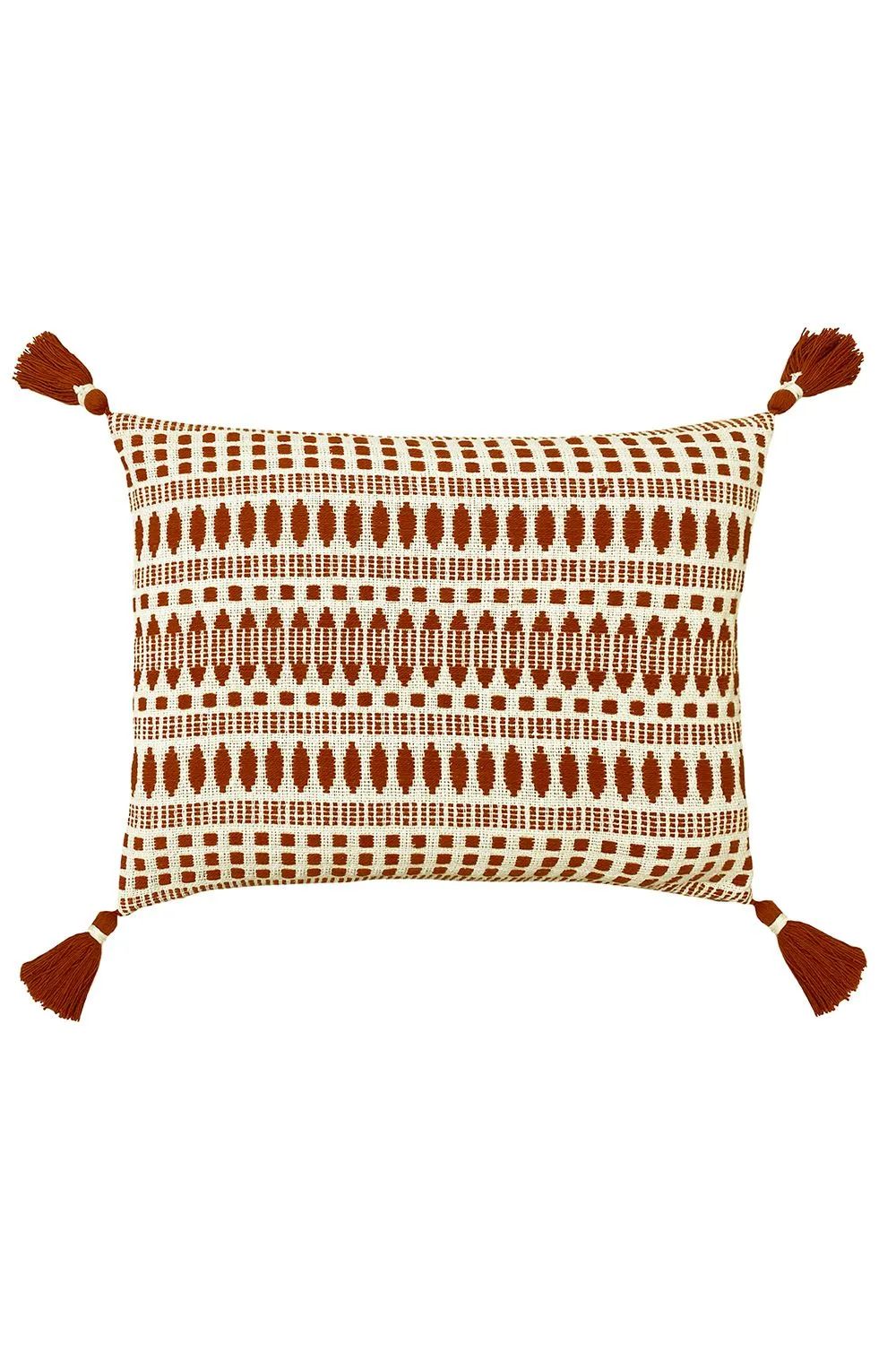 The Linen Yard Ganado Woven Tasselled Cushion in Red
