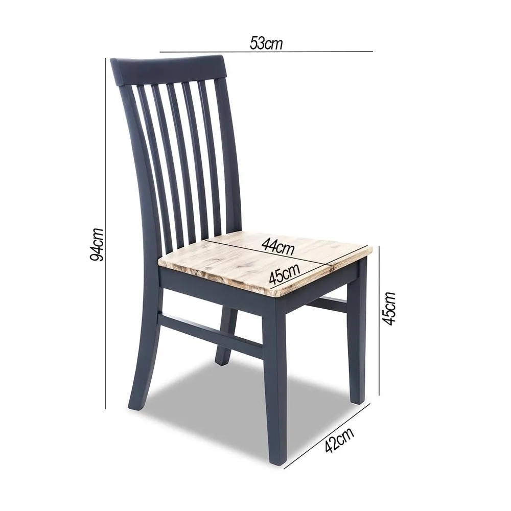Statement Furniture Florence Highback Wooden Seat Chairs Set of 2 in Navy 4