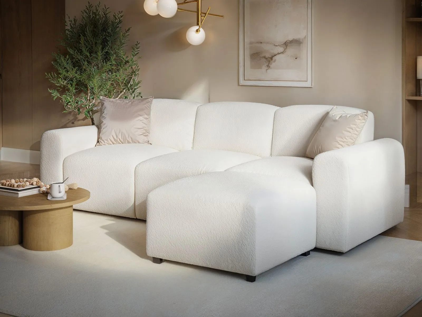 Flair Manon Boucle 3 Seater Corner Sofa in Cream 3