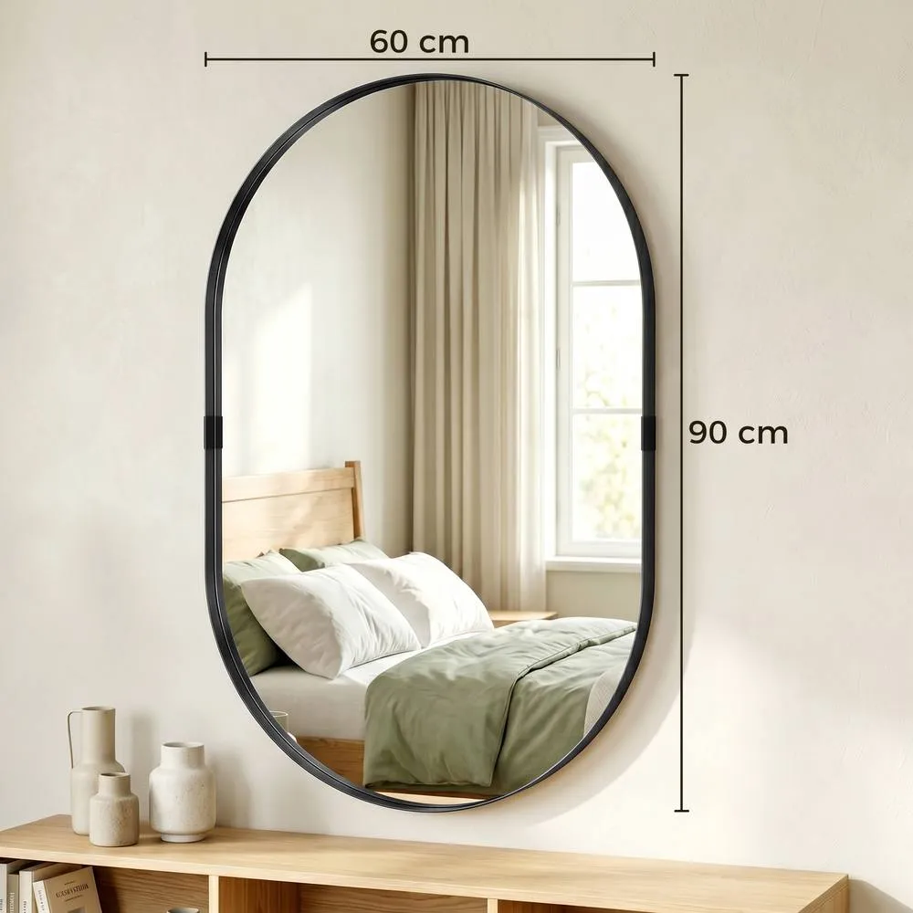 HOMCOM Wall Mirror with Elevated Aluminium Alloy Frame, 60 x 90 cm in Black 3