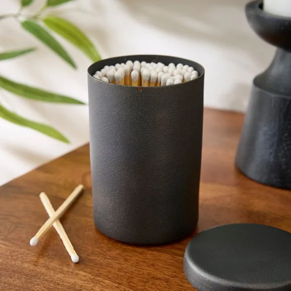 Black Metal Storage Jar