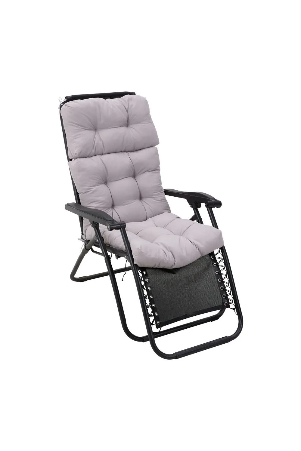 Living and Home 130cm W x 55cm D 3 Fold All-In-One Garden High-Back Recliner Cushion in Grey
