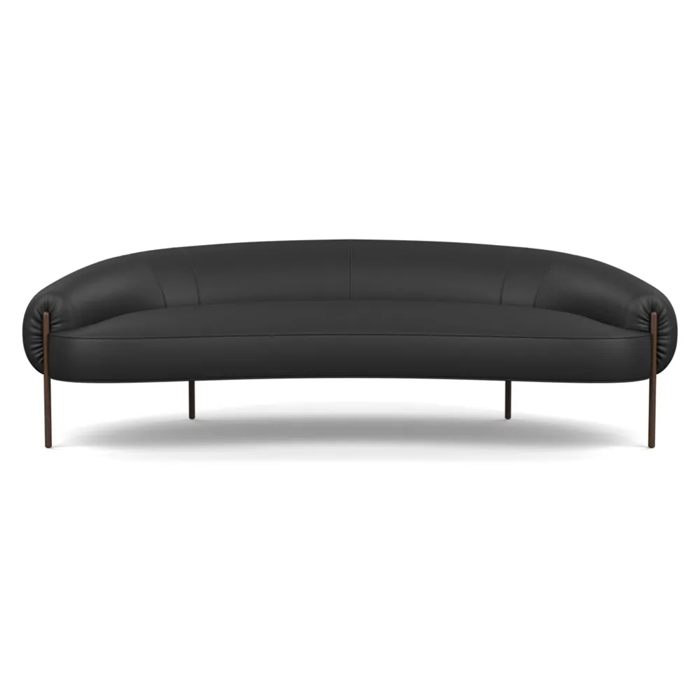 Heal's Isola 3 Seater Sofa Leather Hide Graphite 7181 Bronze Feet