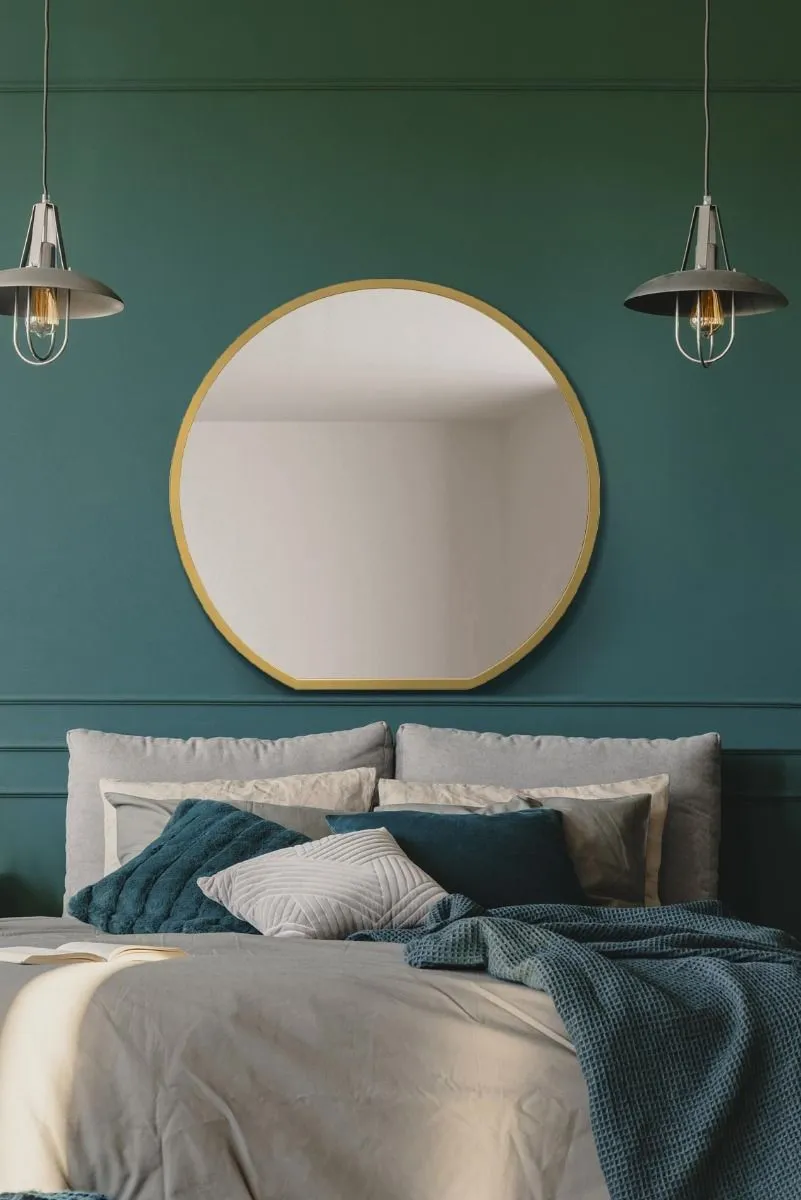 MirrorOutlet Gold Framed Flat Bottom Circular Wall Mirror (84CM X 80CM) 2