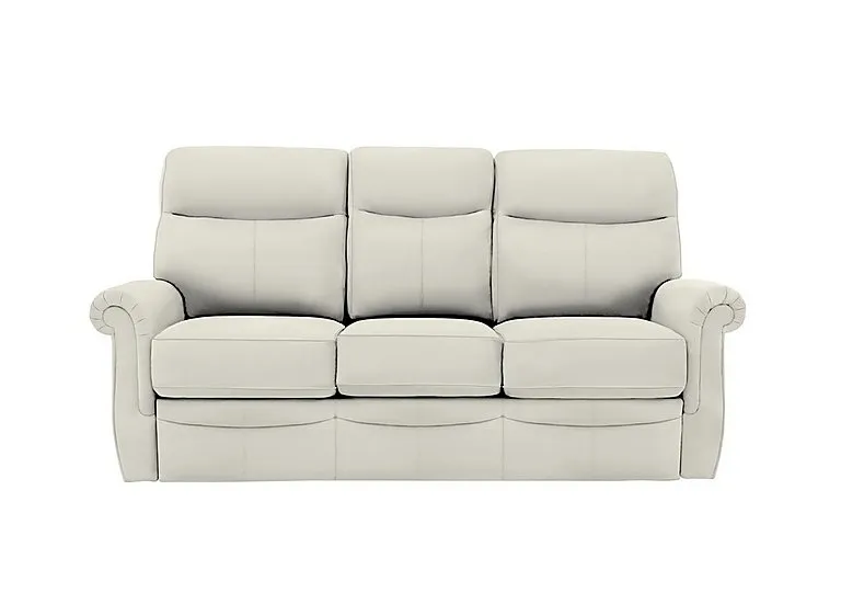 Avon 3 Seater Leather Sofa - No Recliner - Oxford Light Grey