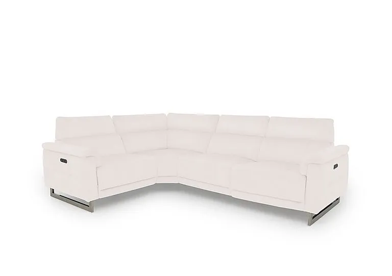 Moet Leather Power Recliner Left Hand Facing Corner Sofa with Telescopic Headrests - Cotton